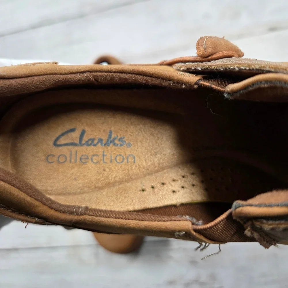 Clarks Slip On Roseville Dot Shoes Women 7 Brown Leather Loafers Hook Loop Strap